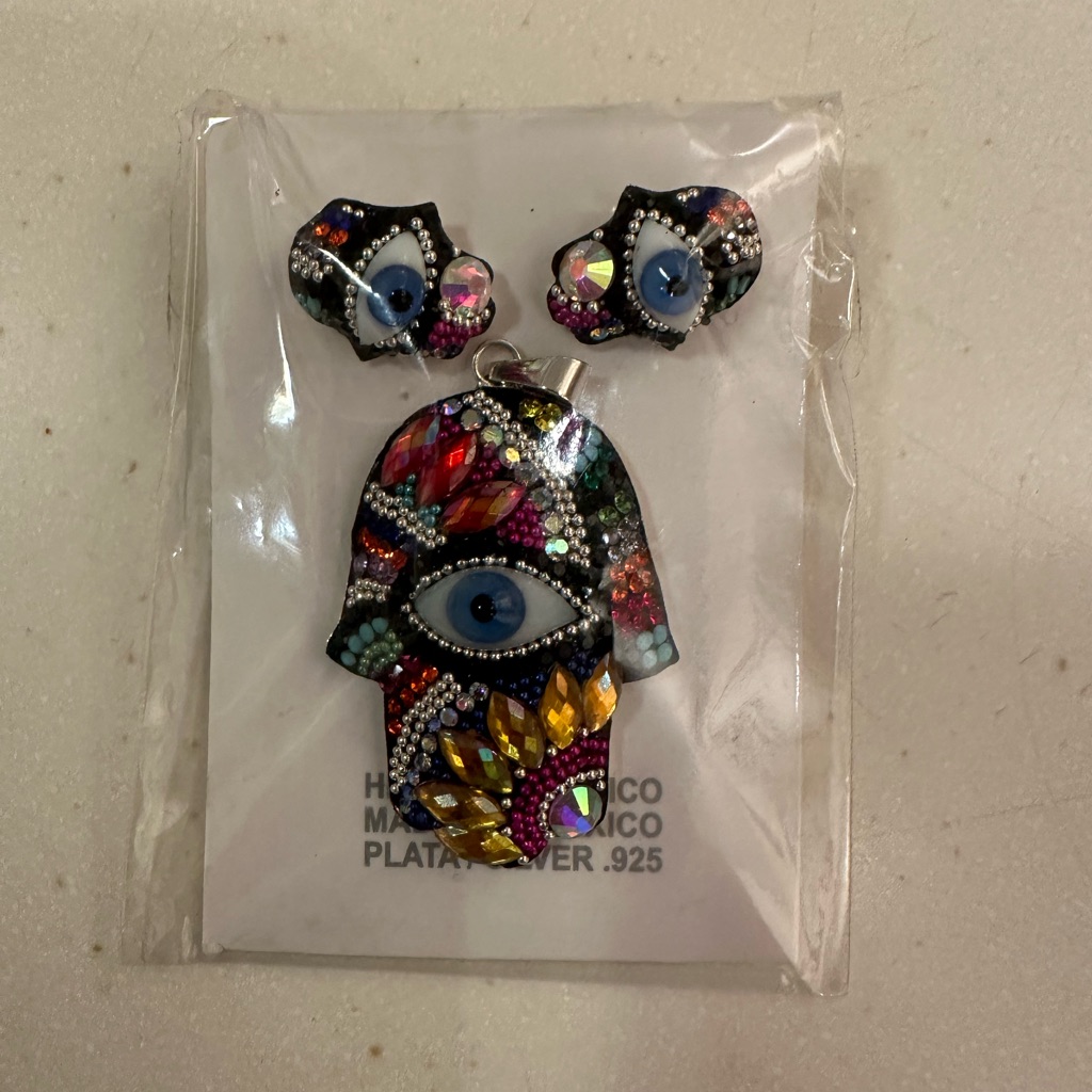 Colorful Evil Eye Pendant And Earrings Set